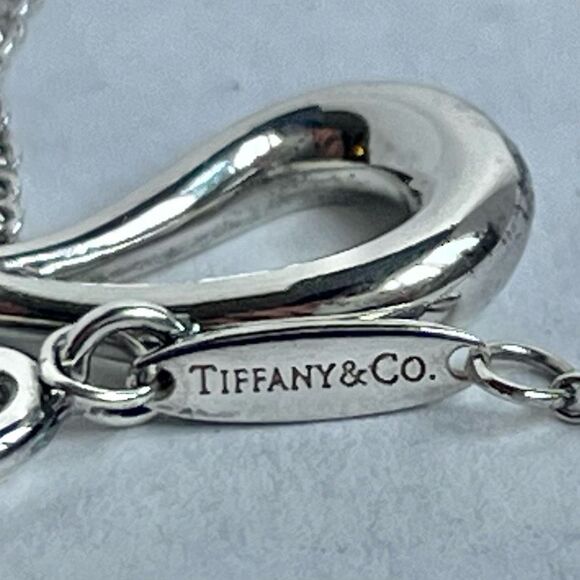 Retired Tiffany & Co Elsa Peretti Open Teardrop Pendant Necklace - Silver - Picture 13 of 16